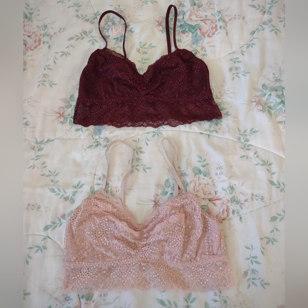 Lot of 2 VS PINK Lace Bralettes